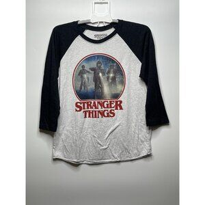 Stranger Things 3/4 Sleeve T Shirt M Adults Graphic Gray White
